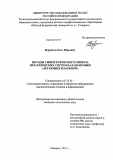 Диссертация по информатике, вычислительной технике и управлению на тему «Методы синергетического синтеза иерархических систем балансировки "летающих платформ"»