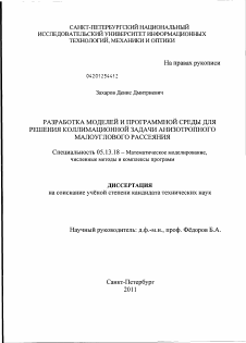 Диссертация по информатике, вычислительной технике и управлению на тему «Разработка моделей и программной среды для решения коллимационной задачи анизотропного малоуглового рассеяния»