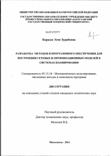 Диссертация по информатике, вычислительной технике и управлению на тему «Разработка методов и программного обеспечения для построения сетевых и оптимизационных моделей в системах планирования»