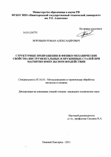 Диссертация по металлургии на тему «Структурные превращения и физико-механические свойства инструментальных и пружинных сталей при магнитно-импульсном воздействии»