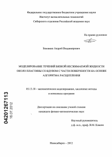 Диссертация по информатике, вычислительной технике и управлению на тему «Моделирование течений вязкой несжимаемой жидкости около пластины со вдувом с части поверхности на основе алгоритма расщепления»