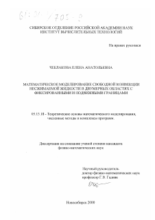 Диссертация по информатике, вычислительной технике и управлению на тему «Математическое моделирование свободной конвекции несжимаемой жидкости в двумерных областях с фиксированными и подвижными границами»