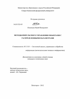 Диссертация по информатике, вычислительной технике и управлению на тему «Методы импульсного управления объектами с распределенными параметрами»