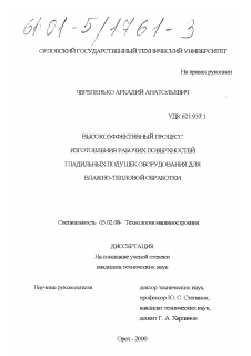 Диссертация по машиностроению и машиноведению на тему «Высокоэффективный процесс изготовления рабочих поверхностей гладильных подушек оборудования для влажно-тепловой обработки»