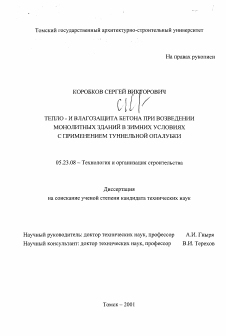 Диссертация по строительству на тему «Тепло- и влагозащита бетона при возведении монолитных зданий в зимних условиях с применением туннельной опалубки»