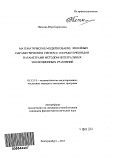 Автореферат по информатике, вычислительной технике и управлению на тему «Математическое моделирование линейных параметрических систем с сосредоточенными параметрами методом интегральных эволюционных уравнений»