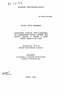 Автореферат по энергетике на тему «Моделирование процессов тепло-и-массообмена при взаимодействии расплава активной зоны ядерного реактора с бетоном в случае тяжелой аварии на АЭС с ВВЭР»
