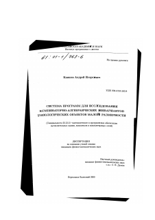 Диссертация по информатике, вычислительной технике и управлению на тему «Система программ для исследования комбинаторно-алгебраических инвариантов топологических объектов малой размерности»