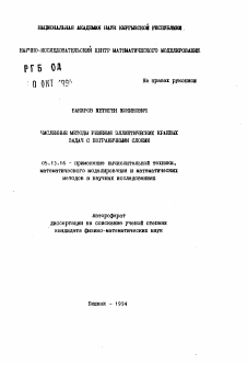 Автореферат по информатике, вычислительной технике и управлению на тему «Численные методы решения эллиптических краевых задач с пограничными слоями»