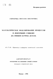 Автореферат по химической технологии на тему «Математическое моделирование процессов в ленточной сушилке»