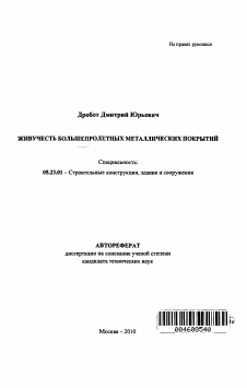 Автореферат по строительству на тему «Живучесть большепролетных металлических покрытий»