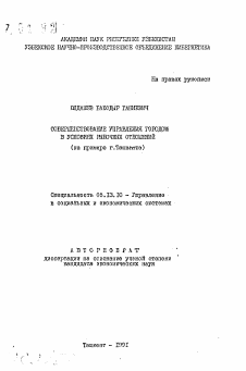 Автореферат по информатике, вычислительной технике и управлению на тему «Совершенствование управления городом в условиях рыночных отношений (на примере г. Ташкента)»