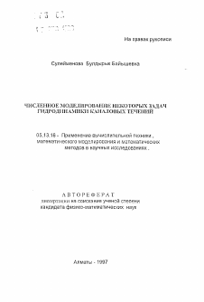 Автореферат по информатике, вычислительной технике и управлению на тему «Численное моделирование некоторых задач гидродинамики каналових течений»