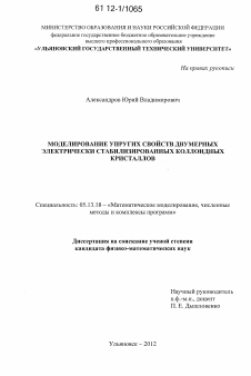 Диссертация по информатике, вычислительной технике и управлению на тему «Моделирование упругих свойств двумерных электрически стабилизированных коллоидных кристаллов»