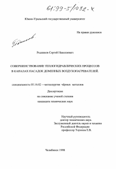 Диссертация по металлургии на тему «Совершенствование теплогидравлических процессов в каналах насадок доменных воздухонагревателей»