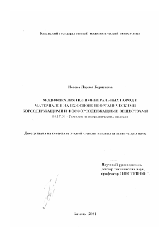 Диссертация по химической технологии на тему «Модификация полиминеральных пород и материалов на их основе неорганическими борсодержащими и фосфорсодержащими веществами»