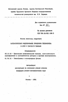 Автореферат по информатике, вычислительной технике и управлению на тему «Математическое моделирование процессов теплообмена в ВТГР с шаровыми ТВЭЛами»