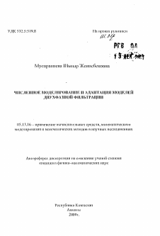 Автореферат по информатике, вычислительной технике и управлению на тему «Численное моделирование и адаптация моделей двухфазной фильтрации»