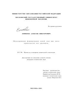 Диссертация по химической технологии на тему «Моделирование формирования линий спая при литье термопластов под давлением»