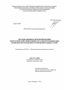 Диссертация по электротехнике на тему «Методы оценки и прогнозирования энергетической эффективности электротехнических комплексов городских распределительных сетей»