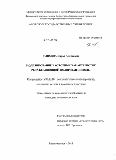 Диссертация по информатике, вычислительной технике и управлению на тему «Моделирование частотных характеристик релаксационной поляризации воды»