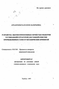 Автореферат по химической технологии на тему «Разработка высокоэффективных зернистых фильтров со связанной структурой для тонкой очистки промышленных газов от механических примесей»