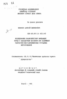 Автореферат по разработке полезных ископаемых на тему «Исследование взаимодействия вмещающих пород с закладочным массивом при подземной разработке многолетнемерзлых россыпных месторождений»