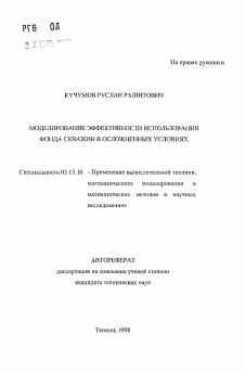 Автореферат по информатике, вычислительной технике и управлению на тему «Моделирование эффективности использования фонда скважин в осложненных условиях»