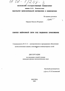 Диссертация по информатике, вычислительной технике и управлению на тему «Синтез нейронной сети под заданное приложение»