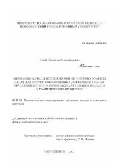 Диссертация по информатике, вычислительной технике и управлению на тему «Численные методы исследования нелинейных краевых задач для систем обыкновенных дифференциальных уравнений в приложении к математическим моделям каталитических процессов»