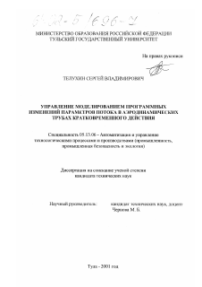 Диссертация по информатике, вычислительной технике и управлению на тему «Управление моделированием программных изменений параметров потока в аэродинамических трубах кратковременного действия»