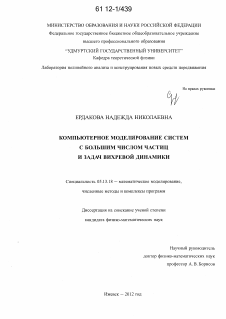 Диссертация по информатике, вычислительной технике и управлению на тему «Компьютерное моделирование систем с большим числом частиц и задач вихревой динамики»