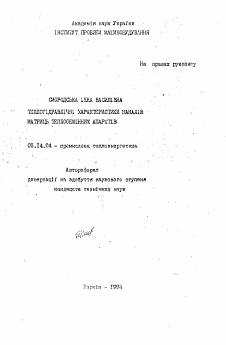 Автореферат по энергетике на тему «Теплогидравлические характеристики каналов матриц теплообменных аппаратов»