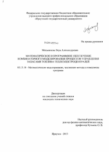 Диссертация по информатике, вычислительной технике и управлению на тему «Математическое и программное обеспечение комбинаторного моделирования процессов управления запасами топлива теплоэлектроцентралей»