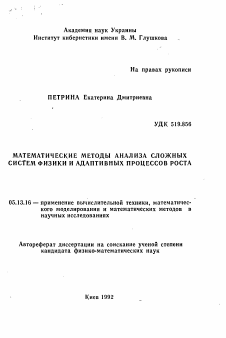 Автореферат по информатике, вычислительной технике и управлению на тему «Математические методы анализа сложных систем физики и адаптивных процессов роста»