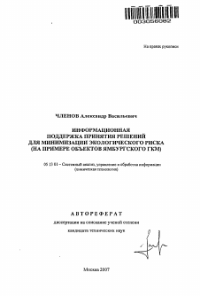 Автореферат по информатике, вычислительной технике и управлению на тему «Информационная поддержка принятия решений для минимизации экологического риска»