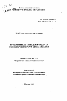 Автореферат по информатике, вычислительной технике и управлению на тему «Градиентные методы в задачах бесконечномерной оптимизации»