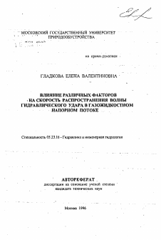 Автореферат по строительству на тему «Влияние различных факторов на скорость распространения волны гидравлического удара в газожидкостном напорном потоке»