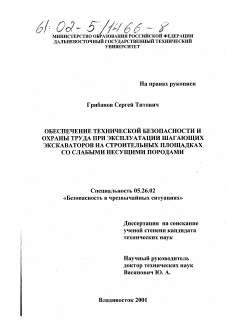 Диссертация по безопасности жизнедеятельности человека на тему «Обеспечение технической безопасности и охраны труда при эксплуатации шагающих экскаваторов на строительных площадках со слабыми несущими породами»