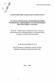 Автореферат по информатике, вычислительной технике и управлению на тему «Математическое моделирование волновых явлений в разреженных двухфазных средах»