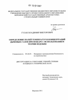 Диссертация по безопасности жизнедеятельности человека на тему «Определение полей температур и концентраций дымовых газов при пожаре с использованием теории подобия»