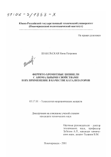 Диссертация по химической технологии на тему «Феррито-хромитные шпинели с аномальными свойствами и их применение в качестве катализаторов»