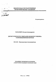 Автореферат по энергетике на тему «Двухступенчатое сжигание жидкого топлива в промышленных котлах»