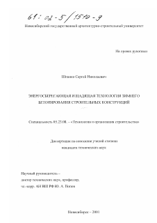 Диссертация по строительству на тему «Энергосберегающая и щадящая технология зимнего бетонирования строительных конструкций»