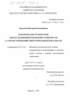 Диссертация по информатике, вычислительной технике и управлению на тему «Разработка инструментария для исследований направлений развития ТЭК»