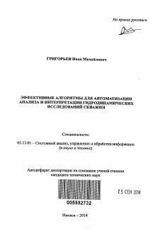 Автореферат по информатике, вычислительной технике и управлению на тему «Эффективные алгоритмы для автоматизации анализа и интерпретации гидродинамических исследований скважин»