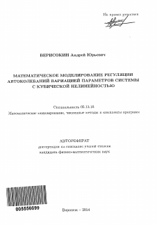 Автореферат по информатике, вычислительной технике и управлению на тему «Математическое моделирование регуляции автоколебаний вариацией параметров системы с кубической нелинейностью»