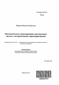 Автореферат по информатике, вычислительной технике и управлению на тему «Математическое моделирование многоцелевых систем с гистерезисными характеристиками»