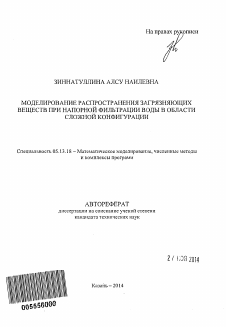 Автореферат по информатике, вычислительной технике и управлению на тему «Моделирование распространения загрязняющих веществ при напорной фильтрации воды в области сложной конфигурации»