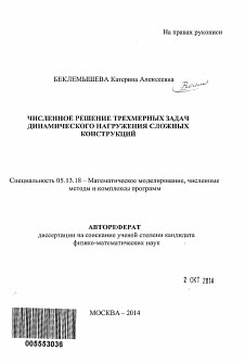 Автореферат по информатике, вычислительной технике и управлению на тему «Численное решение трехмерных задач динамического нагружения сложных конструкций»